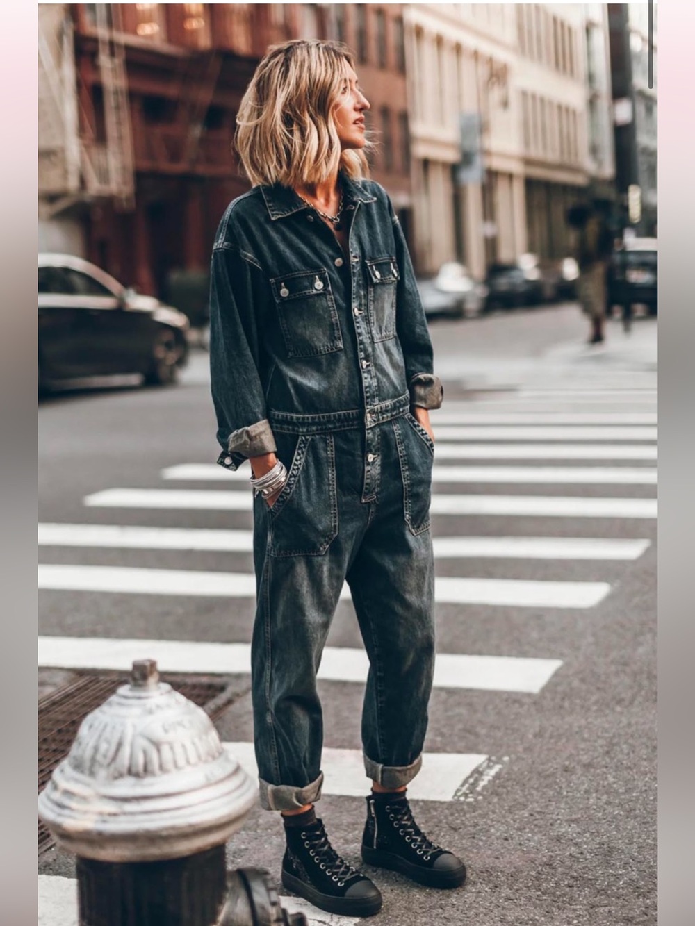 NWT Mikuta Jumpsuit Combinaison Denim Utility in Blue